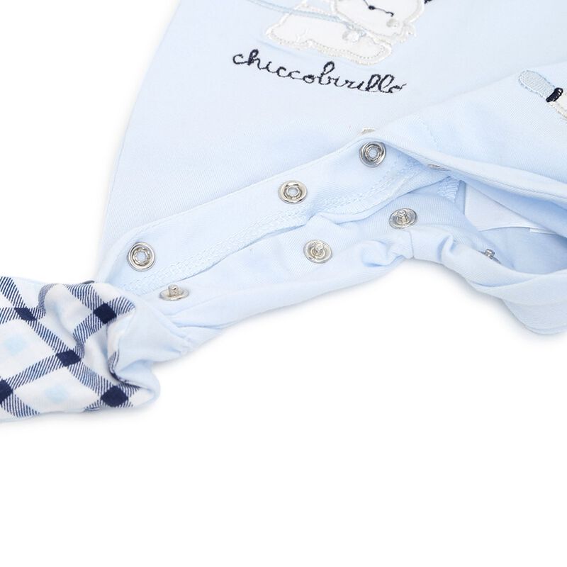 Boys Light Blue Printed Leg Opening Babysuit image number null